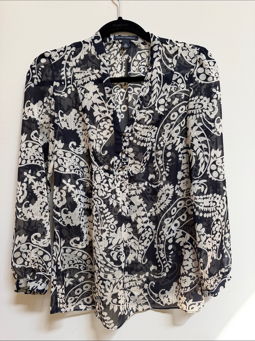 Banana Republic Sheer Paisley V-Neck Blouse
